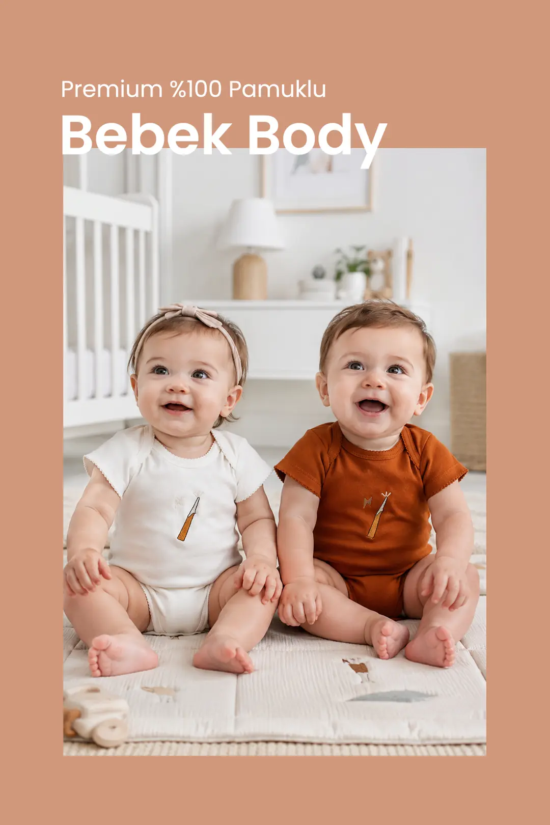 Premium %100 Pamuklu Çıt çıtlı Nakışlı Bebek Zıbın Body 2li 