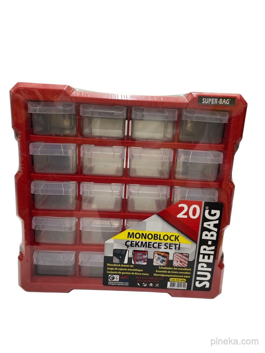 Superbag Mono Blok Çekmece Seti 20'li Hobby Organizer Seti Monoblok Çekmece Vida