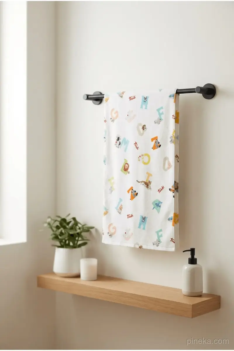 Kadife Baskılı Bebek Duş Havlusu 60x100 Cm