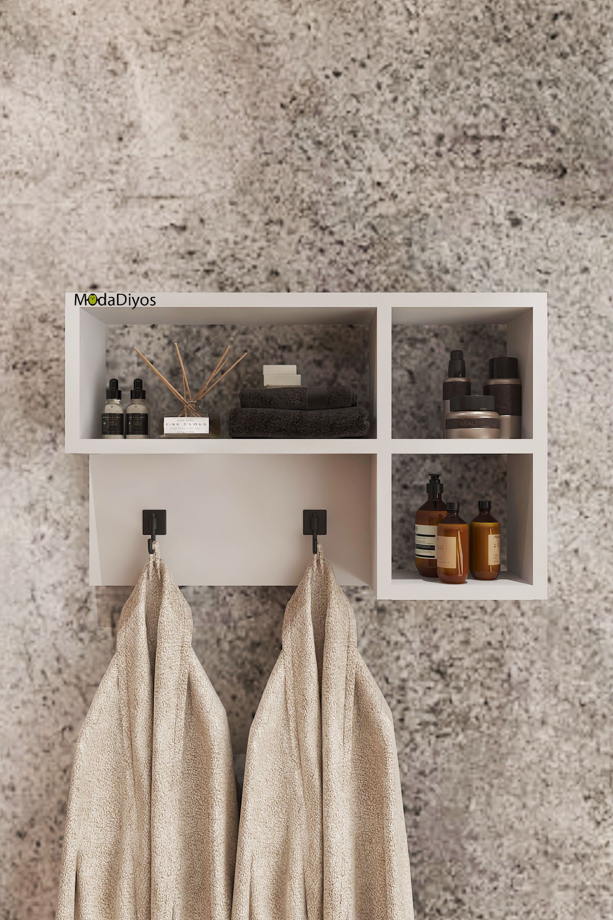 Banyo Bornoz Askılığı & Raf Organizer | Duvara Monte Çok Fon