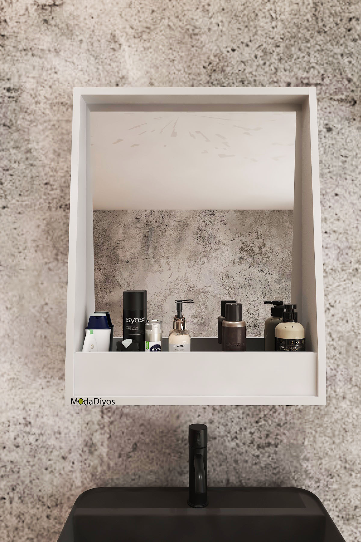 Lavabo Üstü Aynalı Organizer | Raflı Banyo Dolabı – Pratik D