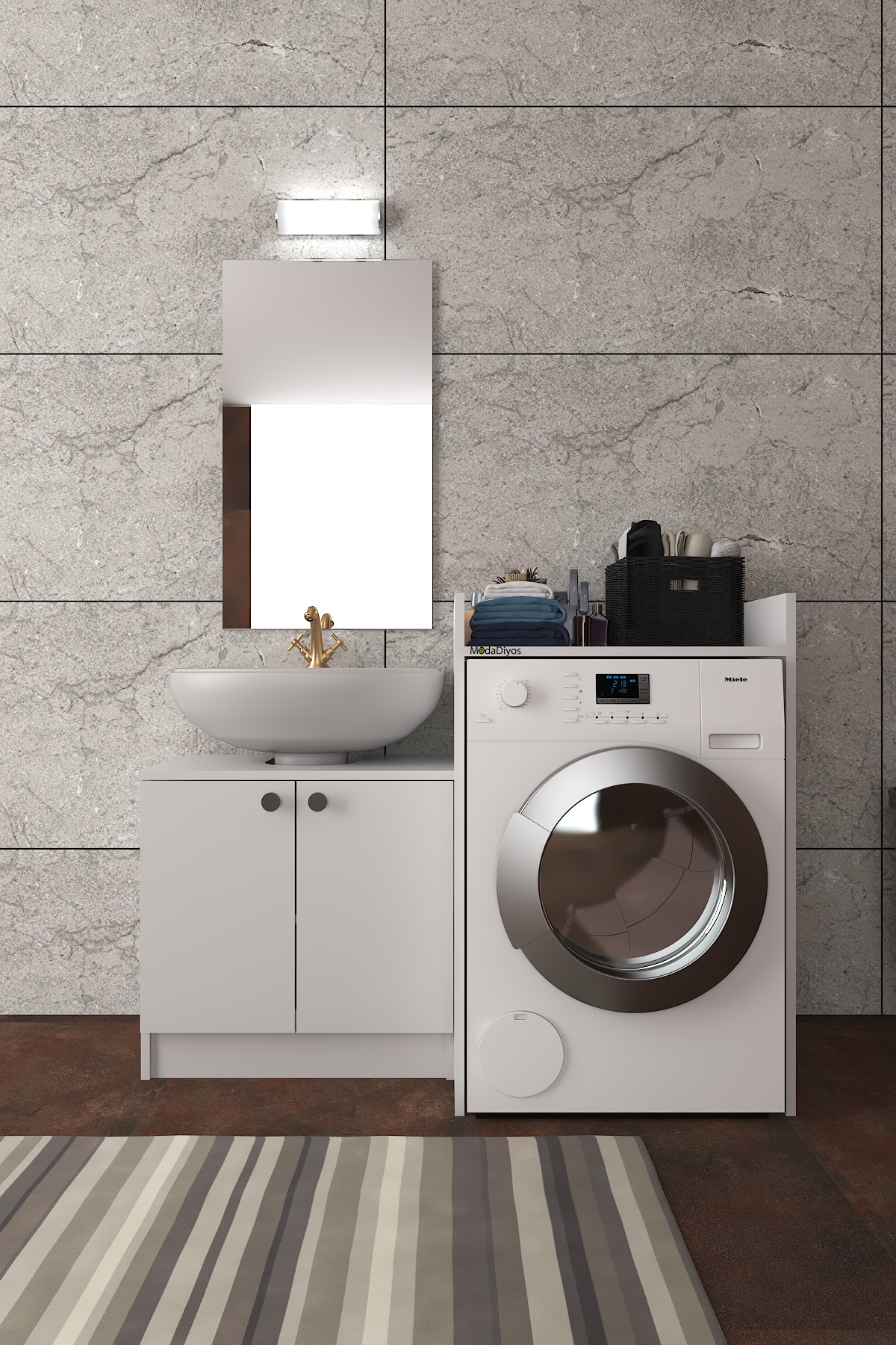 Modelisa Lavabo Altı Dolap, Banyo Çamaşır Makinesi Dolabı - 