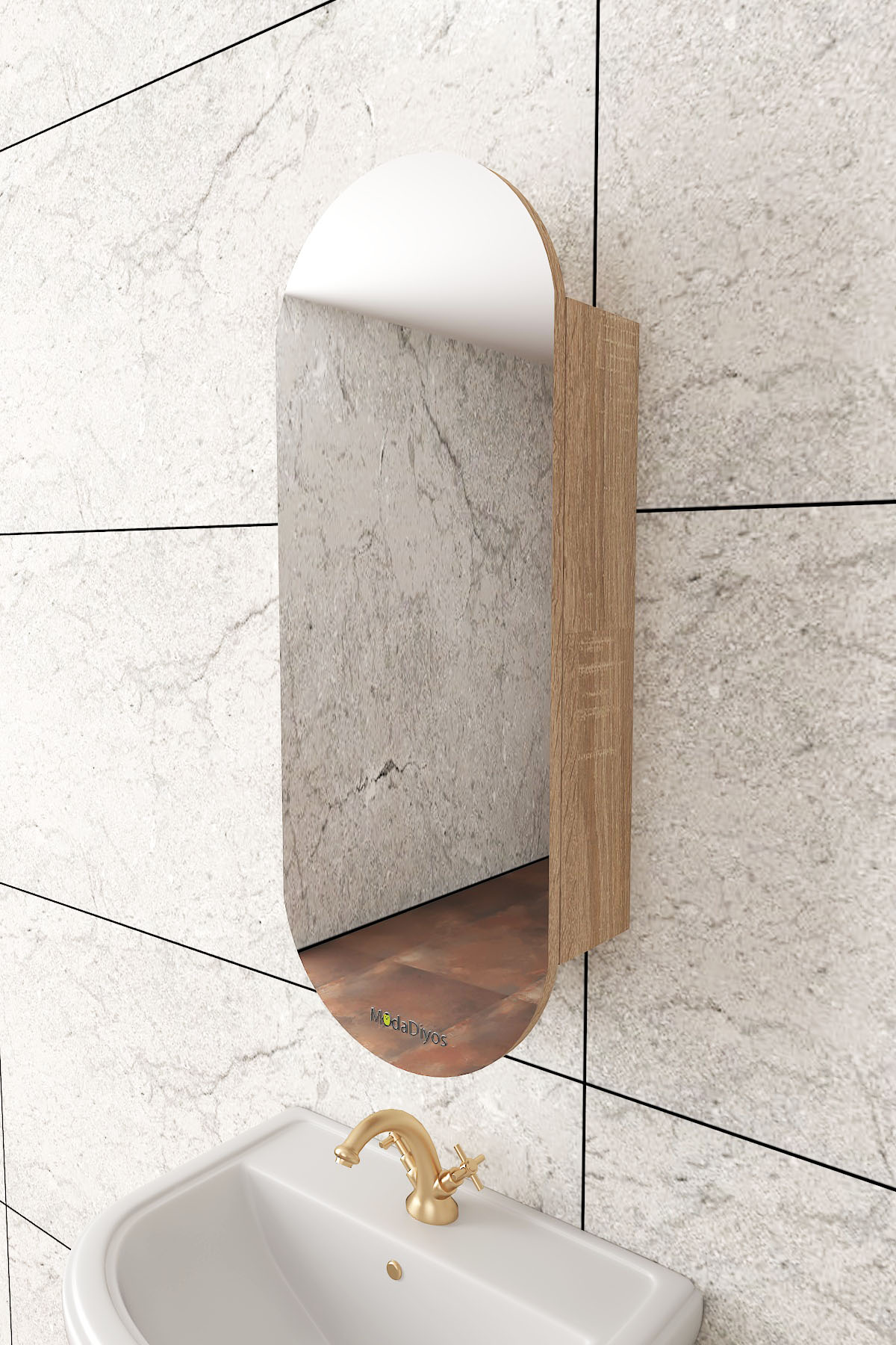 Elise Lavabo Üstü Banyo Dolabı ( MDF ) Ahşap - Banyo Mobilyası