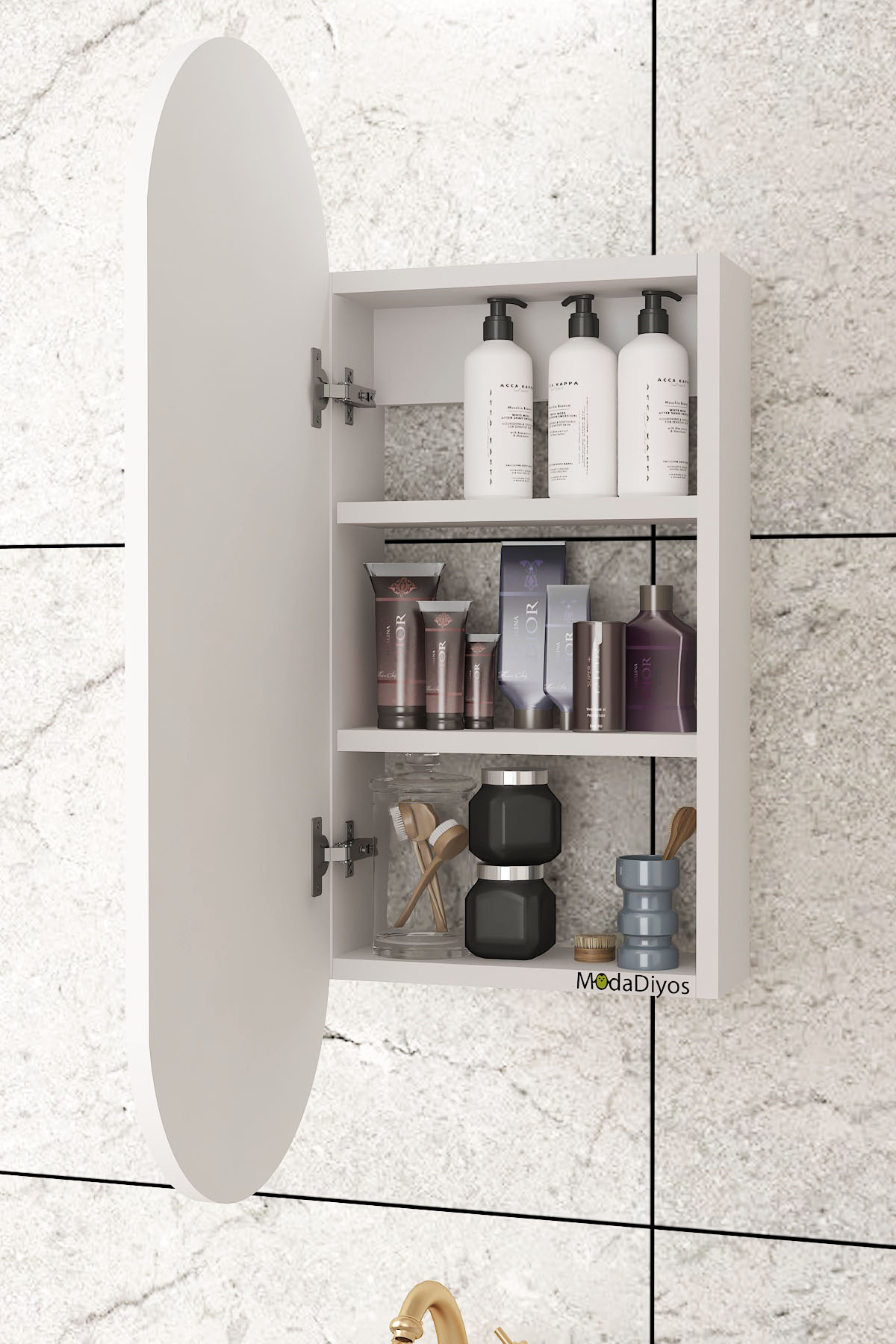 Elise Lavabo Üstü Banyo Dolabı ( MDF ) Beyaz - Banyo Mobilyası