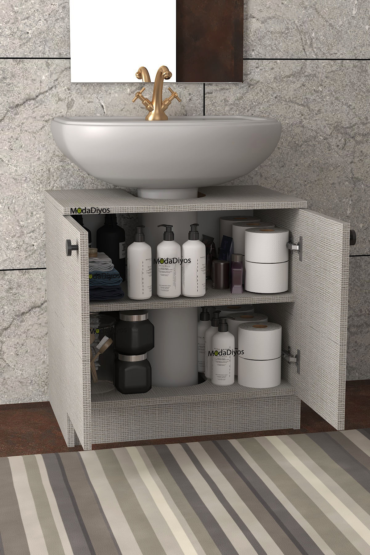 Modelisa Lavabo Altı Dolap, Banyo Dolabı Koton vizon - Banyo Mobilyası