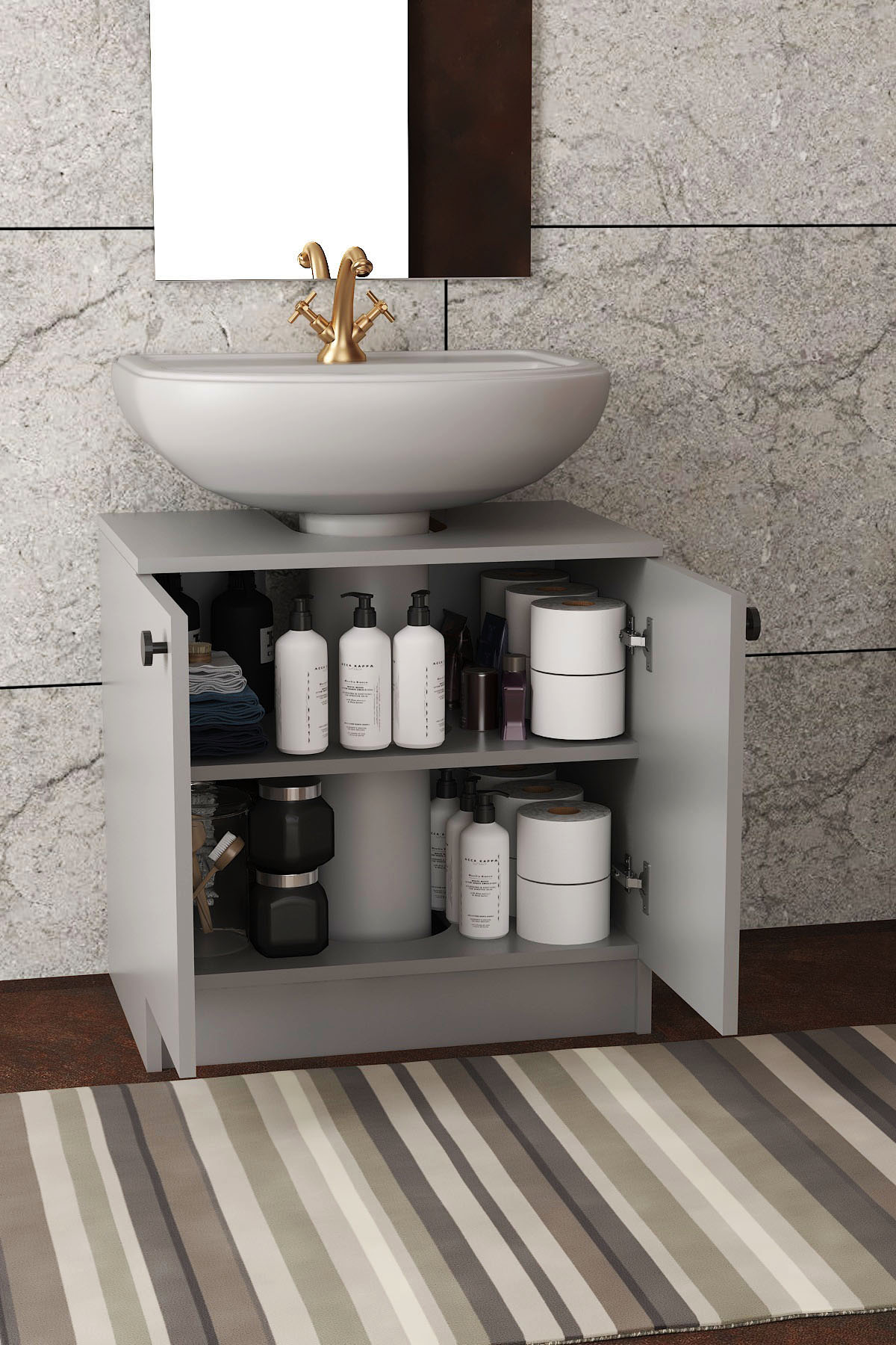 Modelisa Lavabo Altı Dolap, Banyo Dolabı Gri - Banyo Mobilyası